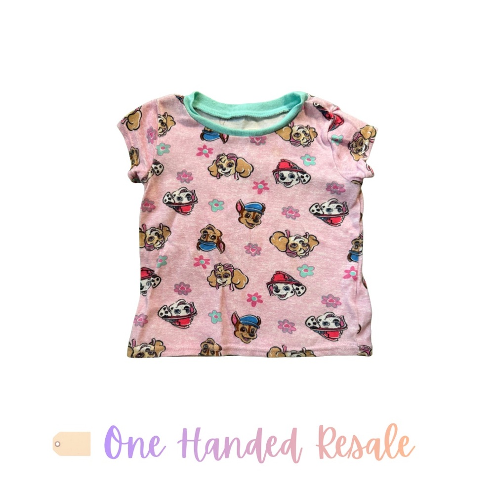 🦴 Paw Patrol Light Pink Short Sleeve Pajama Character Print Top Tee 2T